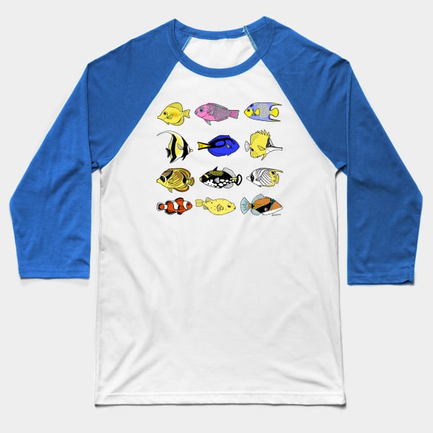 Coral Reef Fish Baseball T-Shirt by HonuHoney